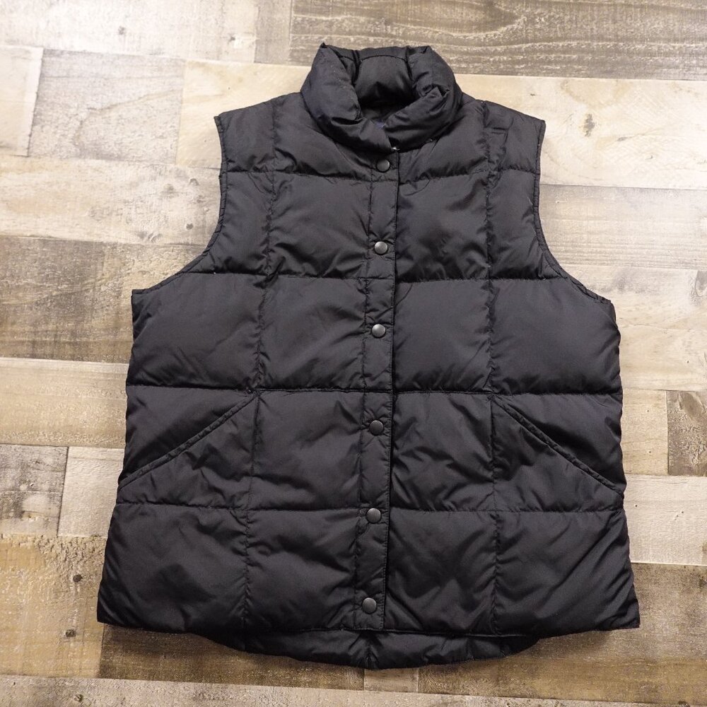 Lands’ End Down Puffer Vest Women’s Medium Black Warm Winter Layering